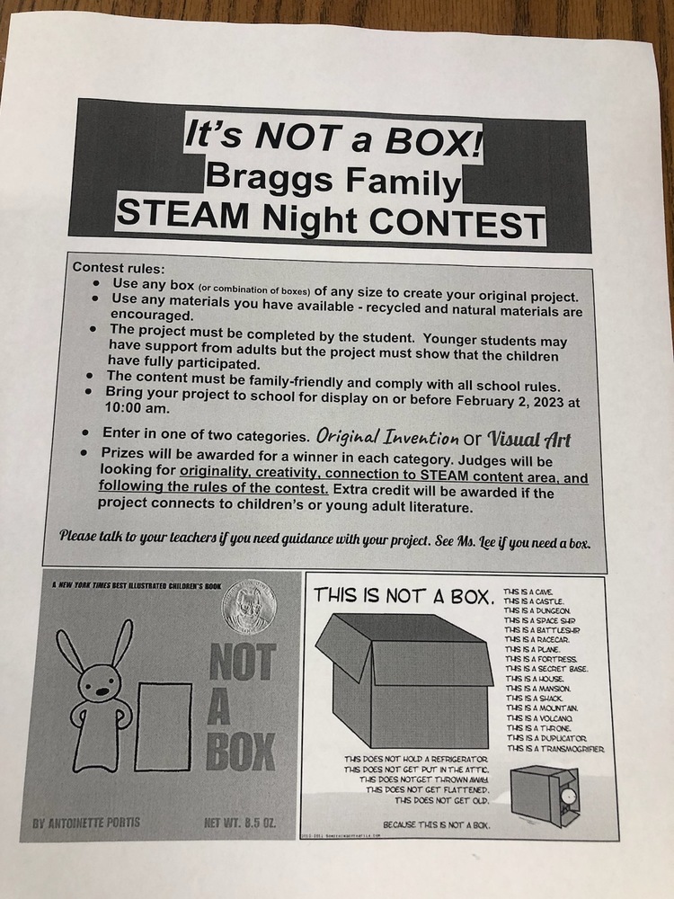 Not A Box Contest and STEM/STEAM Night Feb. 2nd