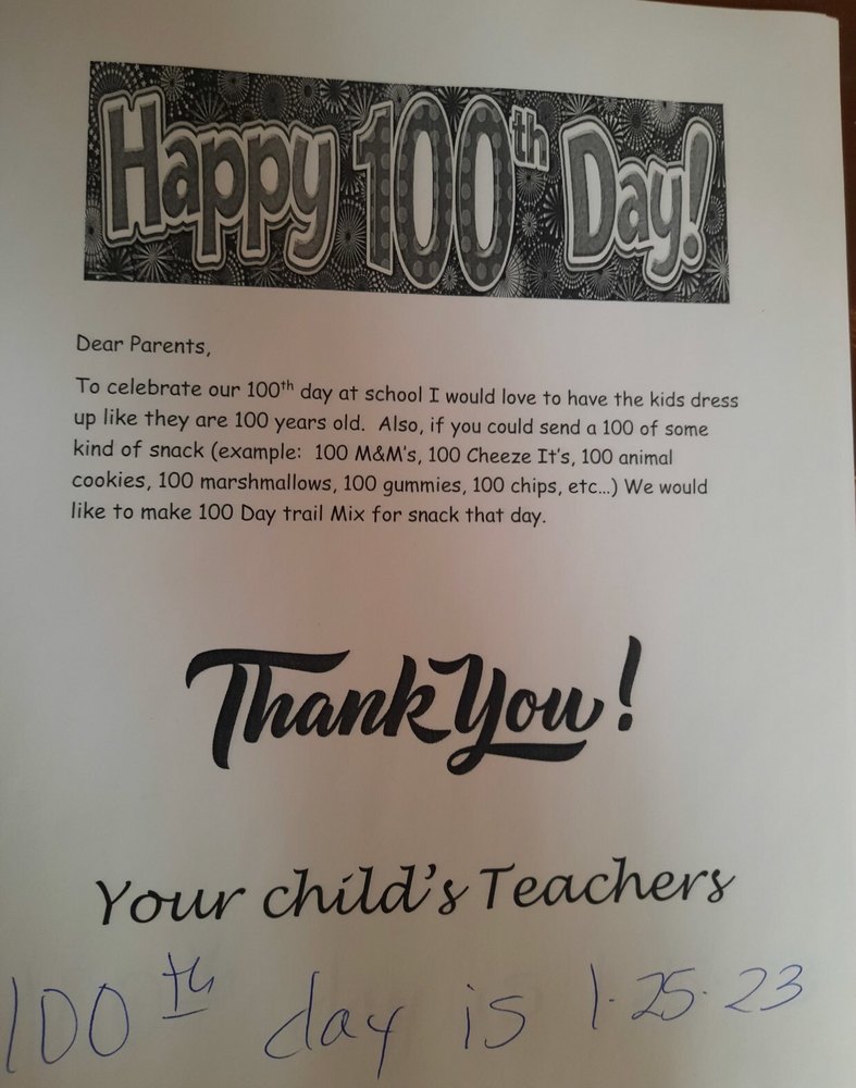 Mrs. Perry's note to PreK and Kindergarten Parents