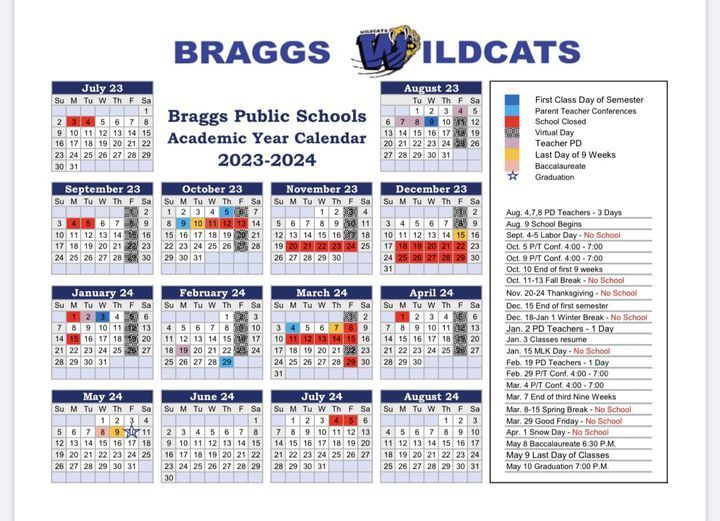2023-24 Braggs School Calendar