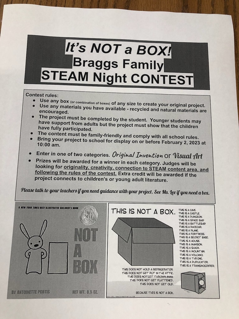 Not A Box Contest at Family Steam Night Feb 2nd