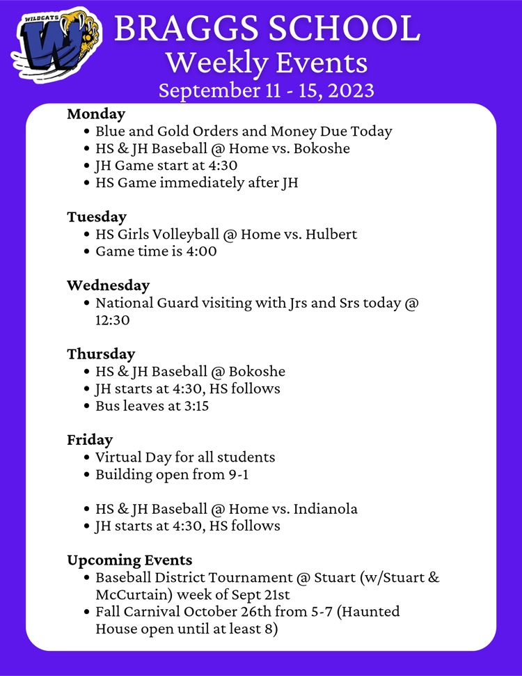 Weekly Events Sept 11-15